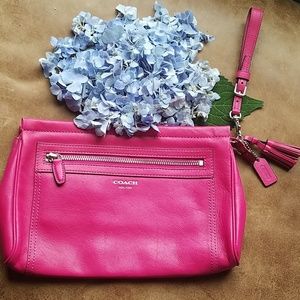 Bright pink large Coach Clutch/Wristlet